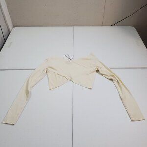 Nasty Gal Exposed Seam Rib Knit Crop Top Long Sleeve Women's Size M NEW